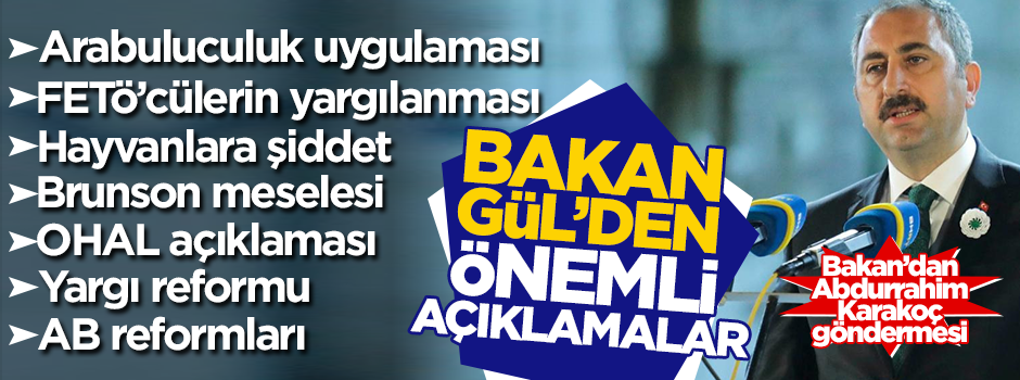 Bakan Abdülhamit Gül'den önemli açıklamalar! Brunson, FETÖ, yargı reformu, hayvana şiddet...