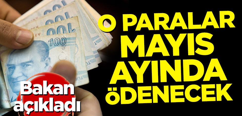 Bakan açıkladı! O paralar mayıs ayında yatırılacak