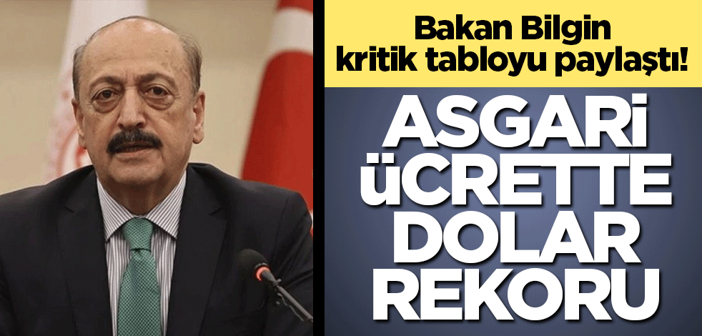 Bakan Bilgin kritik tabloyu paylaştı! Asgari ücrette dolar rekoru