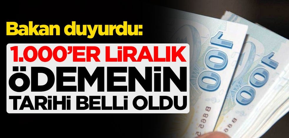 Bakan duyurdu: 1.000'er liralık ödemenin tarihi belli oldu