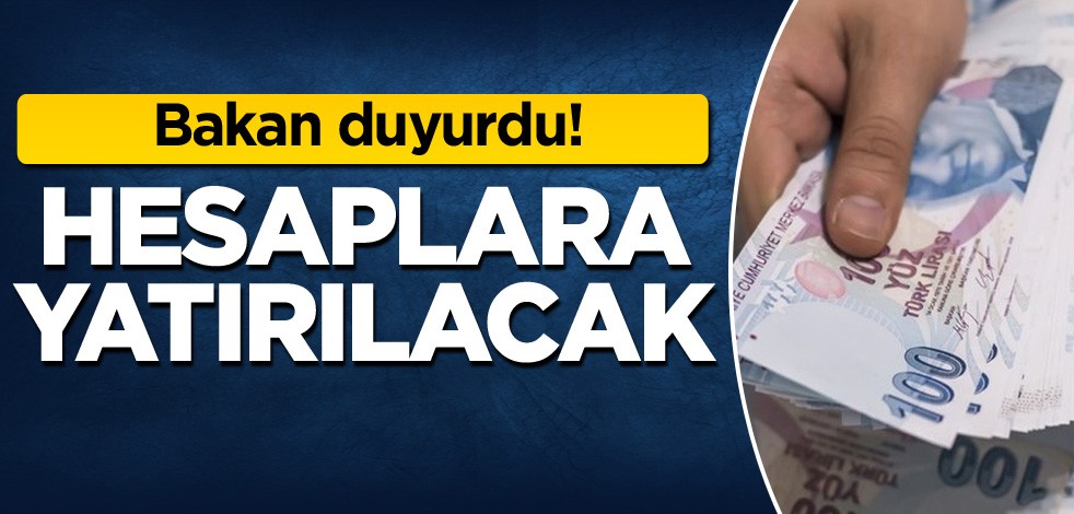 Bakan duyurdu! Hesaplara yatırılacak