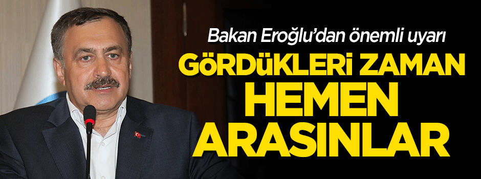 Bakan Eroğlu: Gördükleri zaman hemen arasınlar