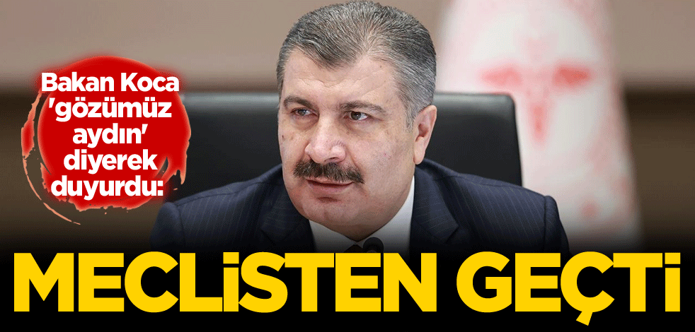 Bakan Koca 'gözümüz aydın' diyerek duyurdu: Meclisten geçti