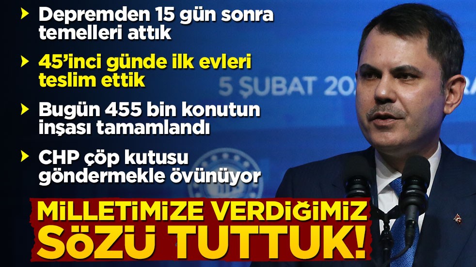 Bakan Kurum: İlk konutları depremden 45 gün sonra teslim ettik