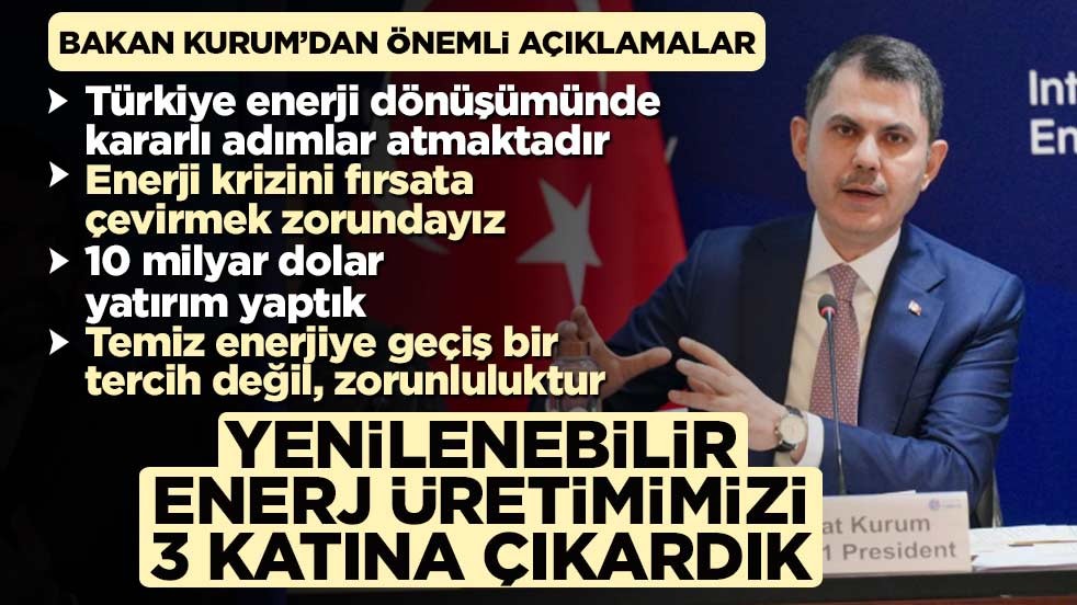 Bakan Kurum: Yenilenebilir enerji üretimimizi 3 katına çıkardık