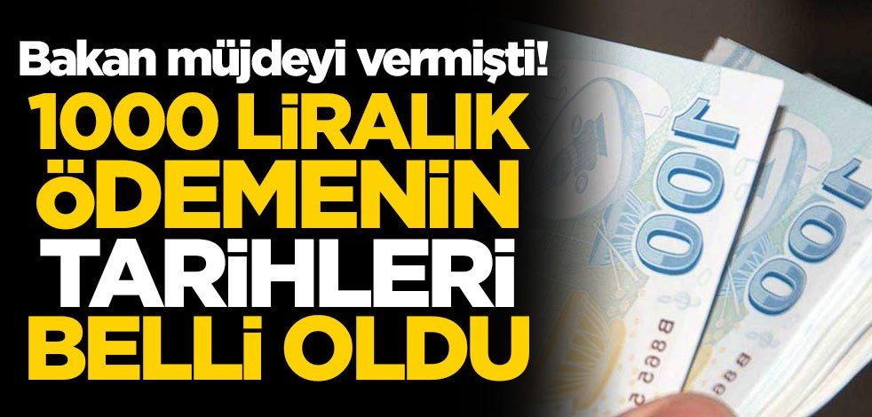 Bakan müjdeyi vermişti! 1000 liralık ödemenin tarihleri belli oldu