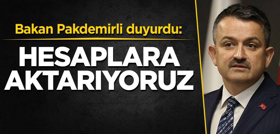 Bakan Pakdemirli duyurdu: Hesaplara aktarıyoruz