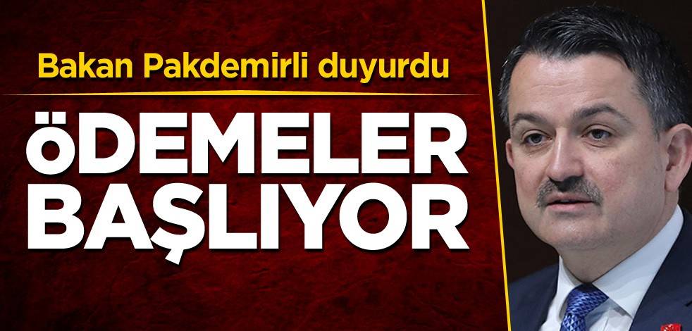 Bakan Pakdemirli duyurdu! Ödemeler başlıyor