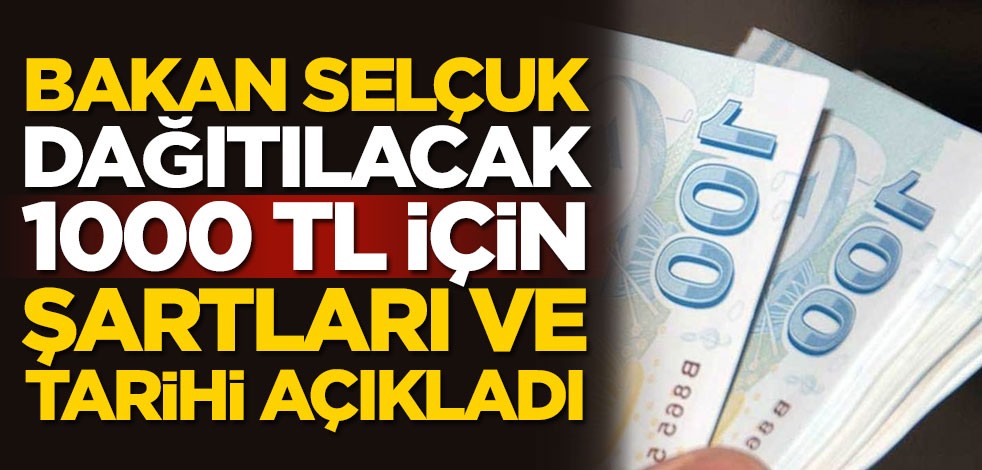 Bakan Selçuk, dağıtılacak 1000 TL için şartları açıkladı