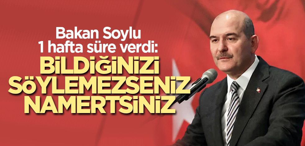 Bakan Soylu 1 hafta süre verdi: Bildiğinizi söylemezseniz namertsiniz