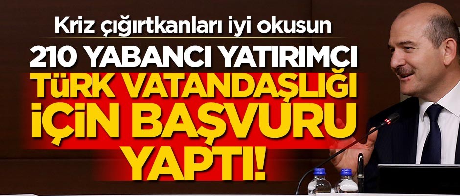 Bakan Soylu: 210 yabancı yatırımcı Türk vatandaşlığı için başvurdu