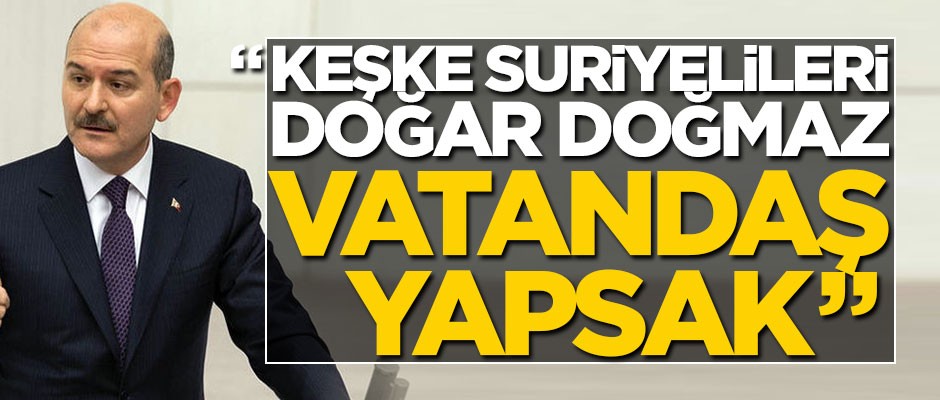 Bakan Soylu: Keşke Suriyelileri doğar doğmaz vatandaş yapsak