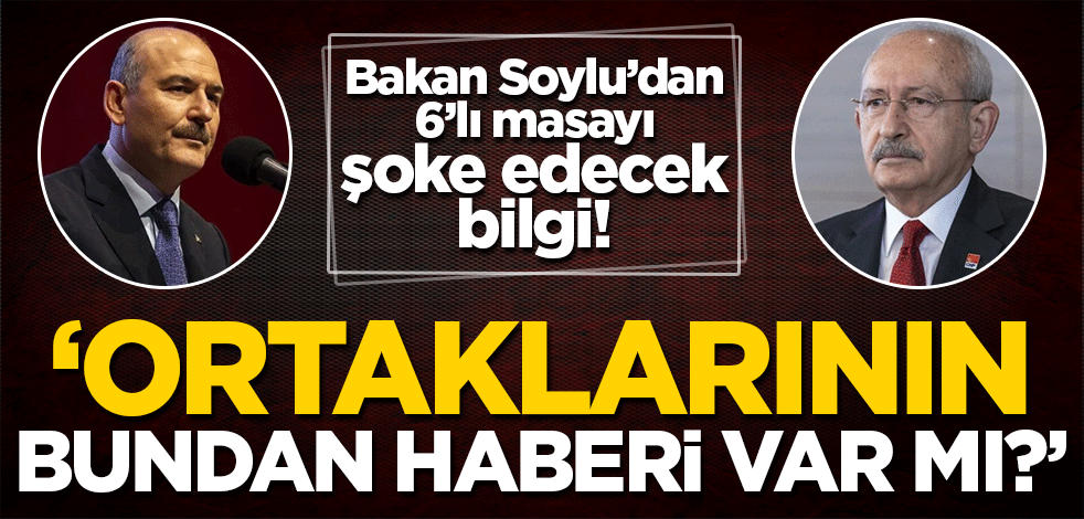 Bakan Soylu'dan 6'lı masayı şoke edecek bilgi! Kılıçdaroğlu'na sordu: Ortaklarının bundan haberi var mı?