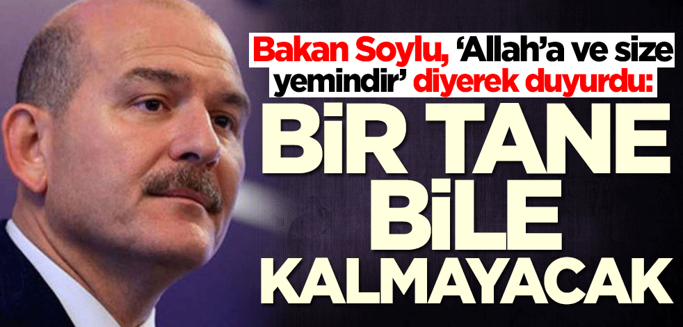 Bakan Süleyman Soylu, ‘Allah’a ve size yemindir’ diyerek duyurdu: Bir tane bile kalmayacak