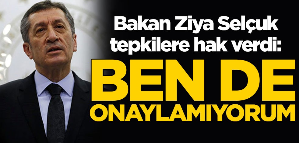Bakan Ziya Selçuk tepkilere hak verdi: Ben de onaylamıyorum
