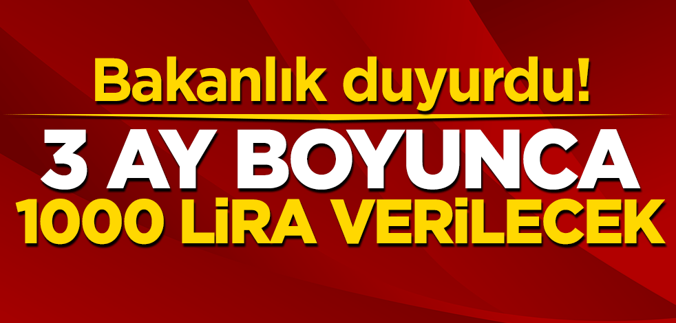 Bakanlık duyurdu! 3 ay boyunca 1000 TL verilecek