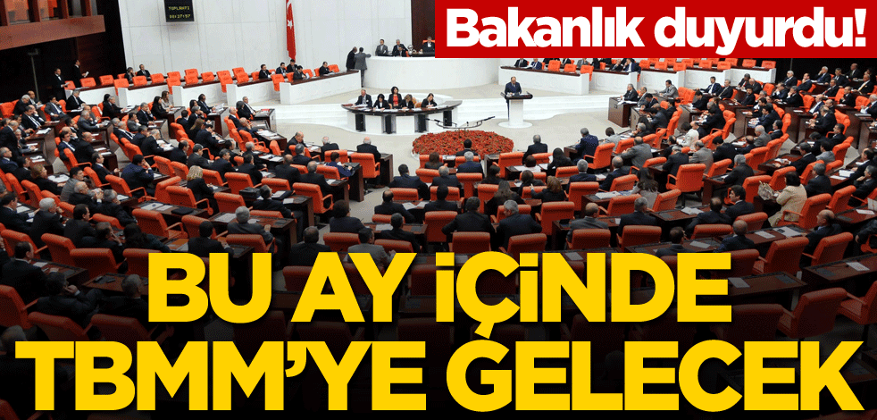 Bakanlık duyurdu! Bu ay içinde TBMM'ye gelecek