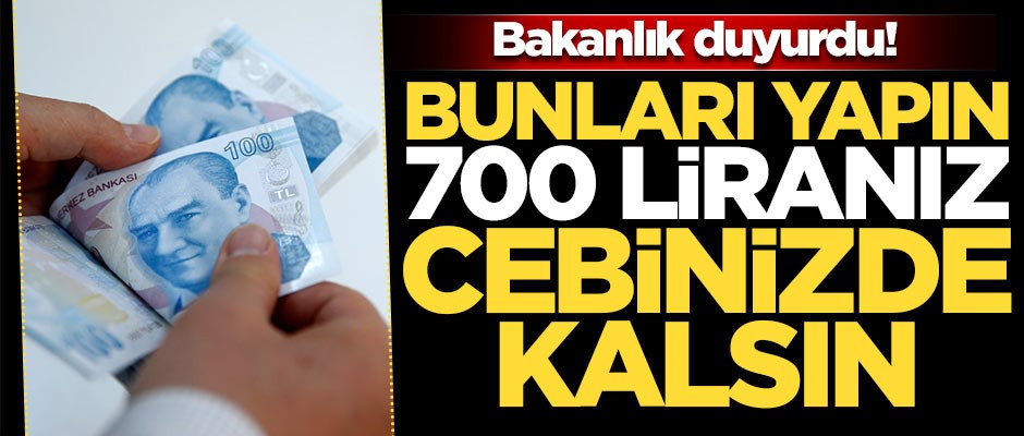 Bakanlık duyurdu! Bunları yapın 700 TL cebinizde kalsın