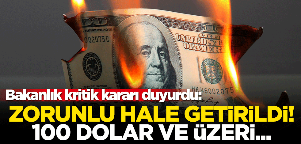 Bakanlık kritik kararı duyuru: Zorunlu hale getirildi! 100 dolar ve üzeri...
