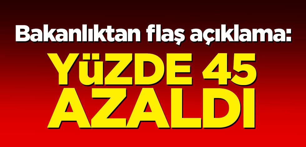 Bakanlıktan flaş açıklama: Yüzde 45 azaldı