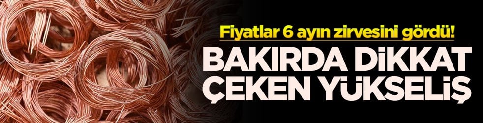 Bakırda dikkat &ccedil;eken y&uuml;kseliş! Fiyatlar 6 ayın zirvesini g&ouml;rd&uuml;