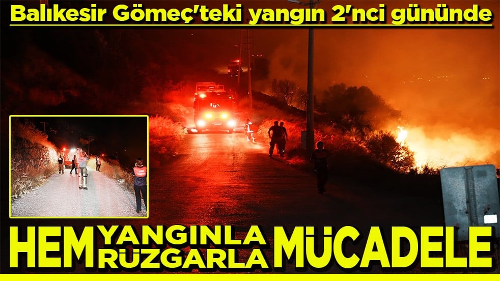 Balıkesir Gömeç'teki yangın 2'nci gününde Hem yangınla hem rüzgarla mücadele