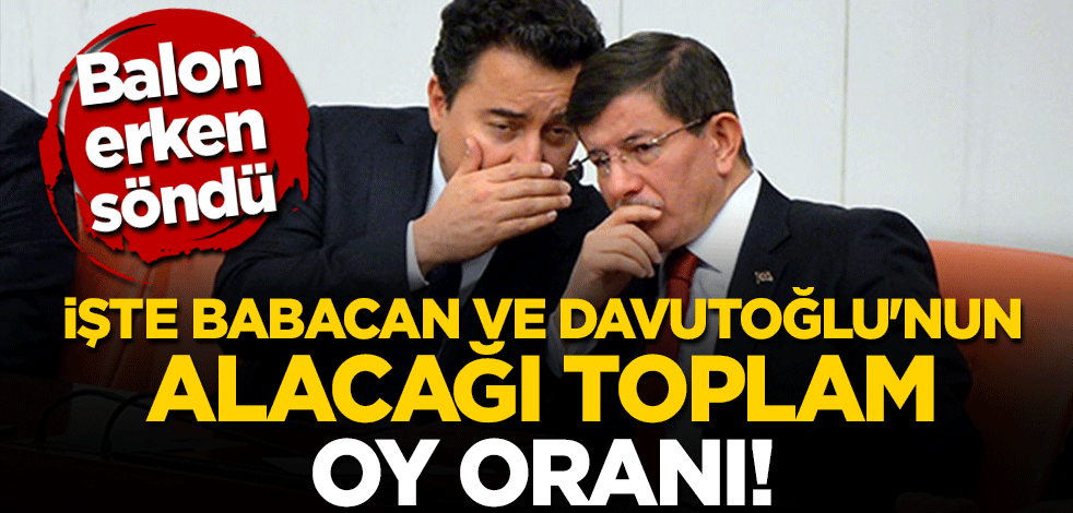 Balon erken söndü... İşte Babacan ve Davutoğlu'nun alacağı toplam oy oranı!