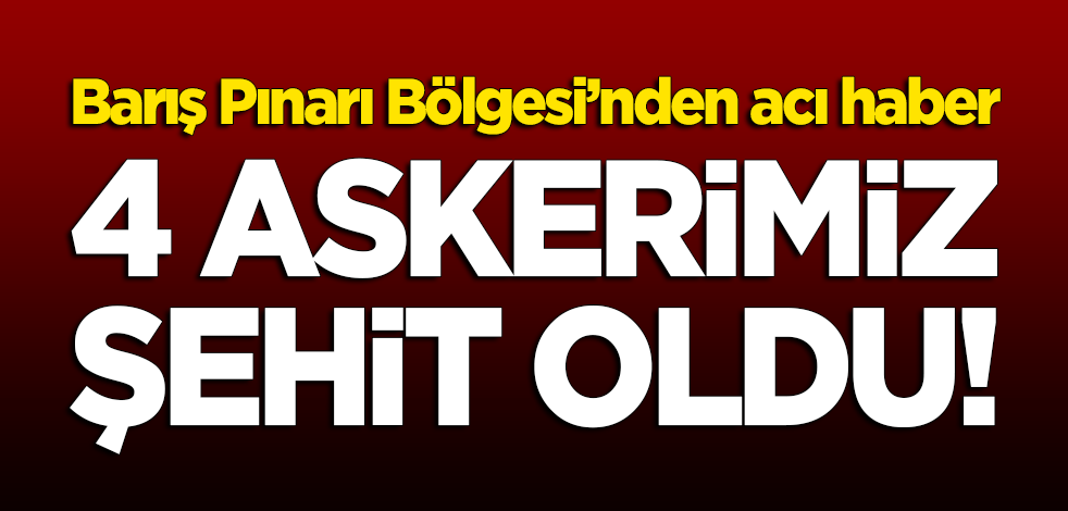Barış Pınarı Bölgesi'nden acı haber: 4 asker şehit!