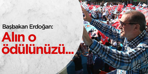 Başbakan Erdoğan: alın o ödülü başınıza çalın