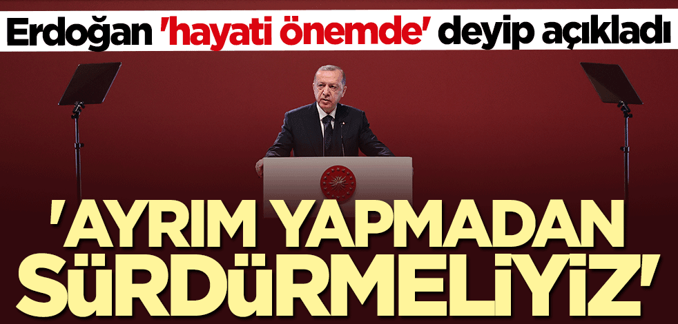 Başkan Erdoğan: Ayrım yapmadan sürdürmeliyiz