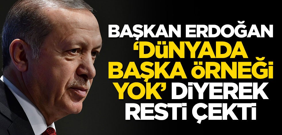 Başkan Erdoğan, 'Dünyada başka örneği yok' diyerek resti çekti