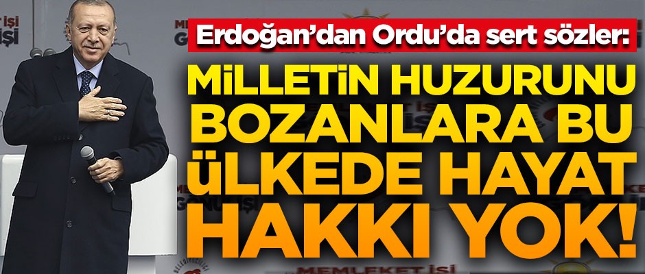 Erdoğan'dan sert sözler! "Milletin huzurunu bozanların bu ülkede yaşama hakkı yok"