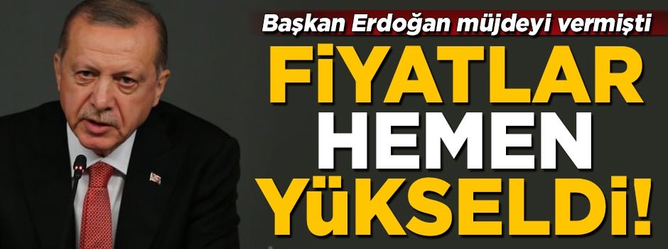 Başkan Erdoğan müjdeyi vermişti... Fiyatlar hemen yükseldi