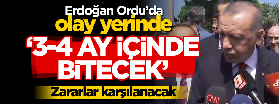 Başkan Erdoğan, Ordu'da olay yerinde! "3-4 ay içinde bitecek"