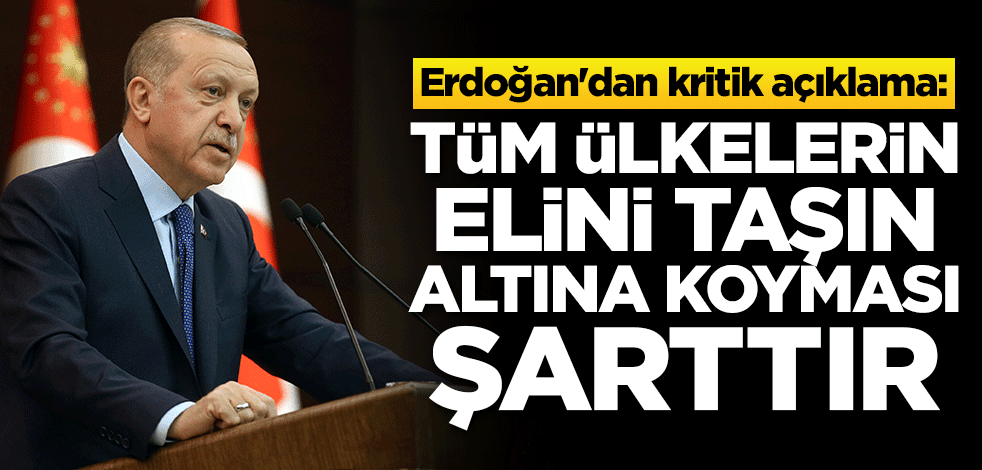 Başkan Erdoğan'dan kritik açıklama: Tüm ülkelerin elini taşın altına koyması şarttır