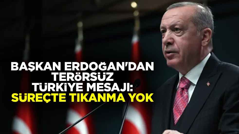 Başkan Erdoğan'dan Terörsüz Türkiye mesajı: Süreçte tıkanma yok