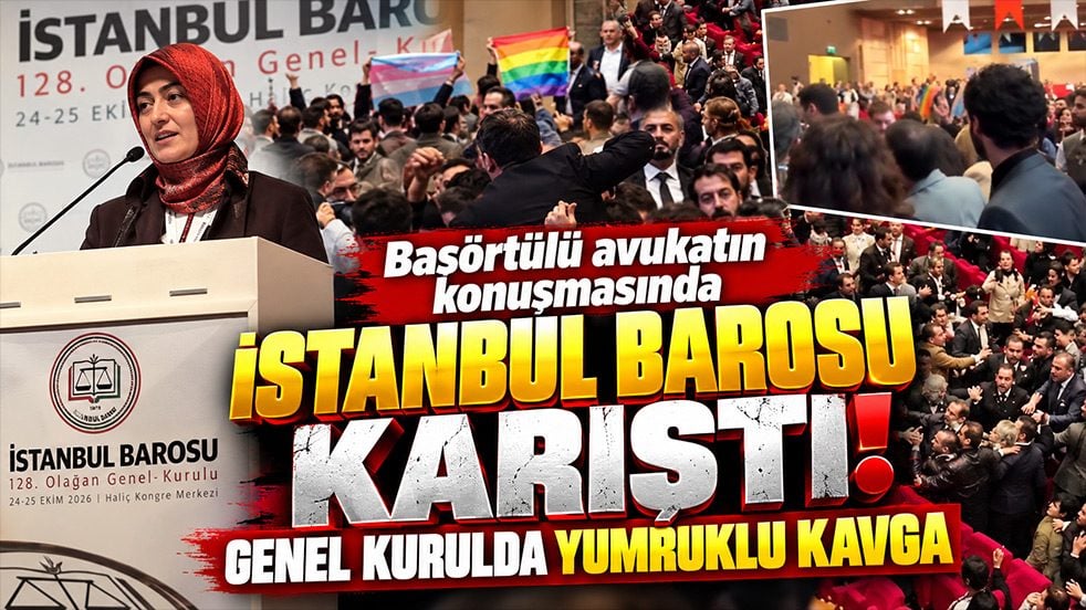 Başörtülü avukatın konuşmasında İstanbul Barosu karıştı! Genel kurulda yumruklu kavga