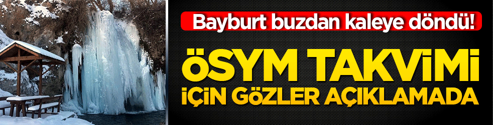 Bayburt buzdan kaleye döndü! Sırakayalar Şelalesi dondu, 10 metrelik dev sarkıtlar büyüledi