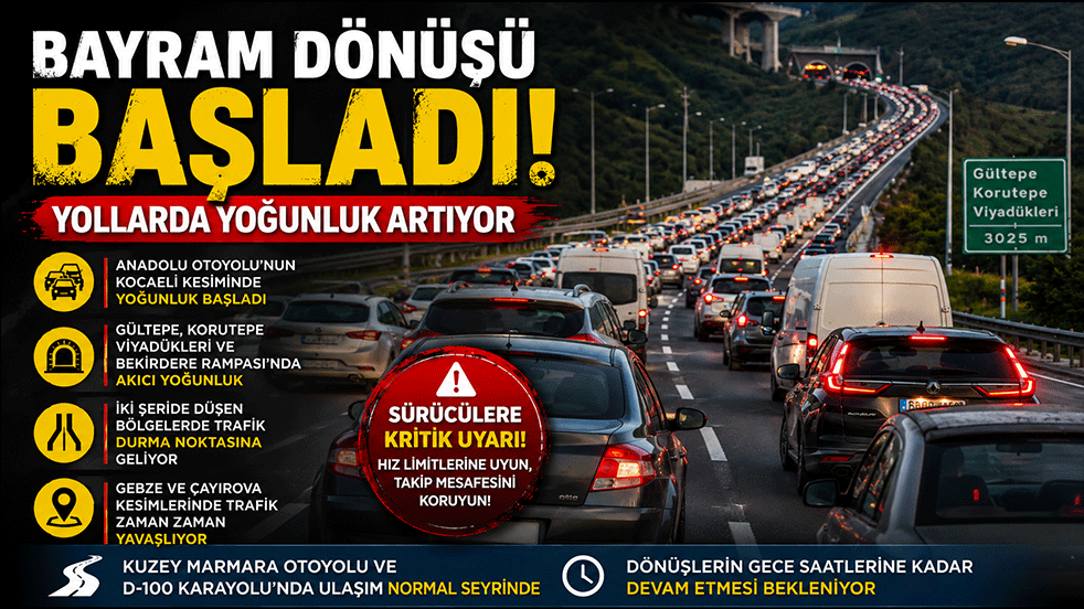Bayram dönüşü başladı! Anadolu Otoyolu'nda yoğunluk artıyor
