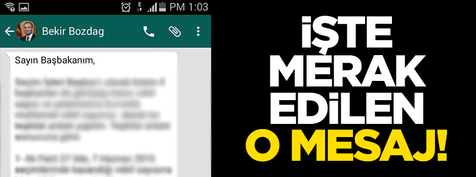 Bekir Bozdağ'ın Başbakan'a mesajı