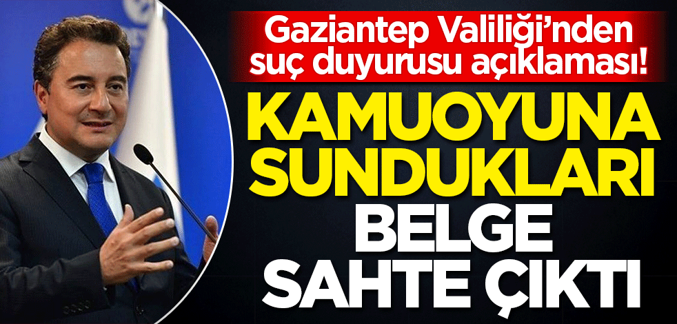 Belge sahte çıktı! Gaziantep Valiliği'nden DEVA Partisi'ne suç duyurusu açıklaması