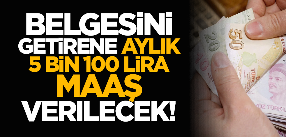 Belgesini getirene aylık 5 bin 100 lira maaş verilecek!