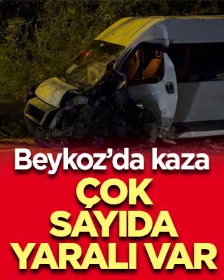 Beykoz’da servis minibüsü ile otomobil çarpışt!: 1’i ağır 11 kişi yaralandı