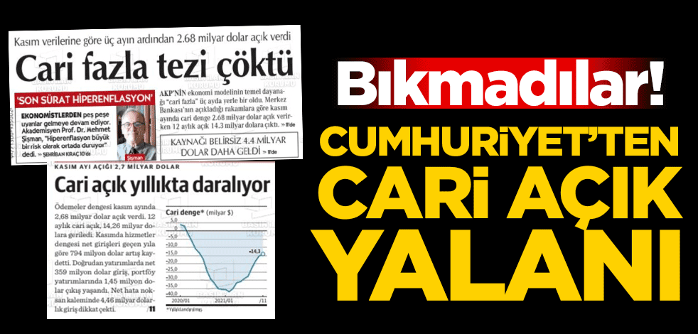 Bıkmadılar! Cumhuriyet'ten cari açık yalanı!