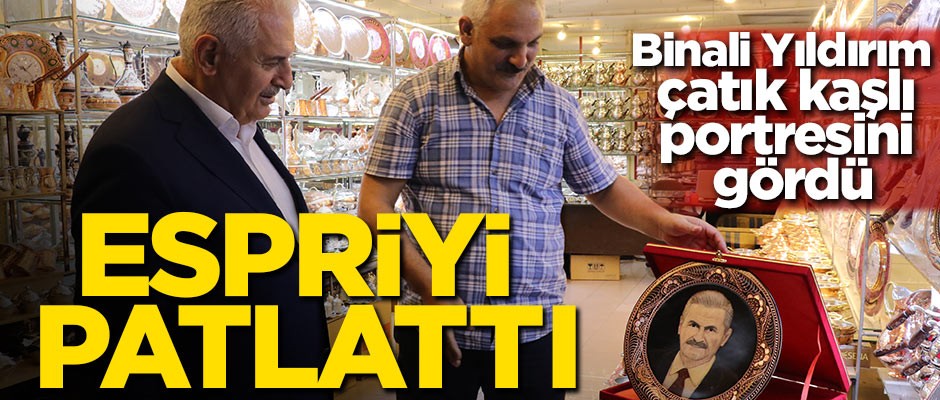 Binali Yıldırım çatık kaşlı portresini gördü! Espriyi patlattı