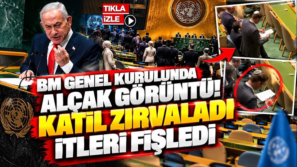 BM Genel Kurulunda alçak görüntü! Katil zırvaladı itleri fişledi