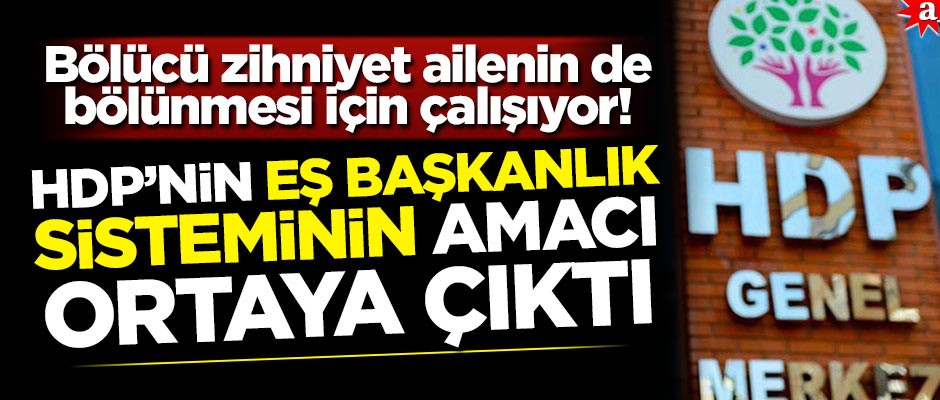 Bölücü zihniyet ailenin de bölünmesi için çalışıyor! HDP'nin eş başkanlık sisteminin amacı ortaya çıktı