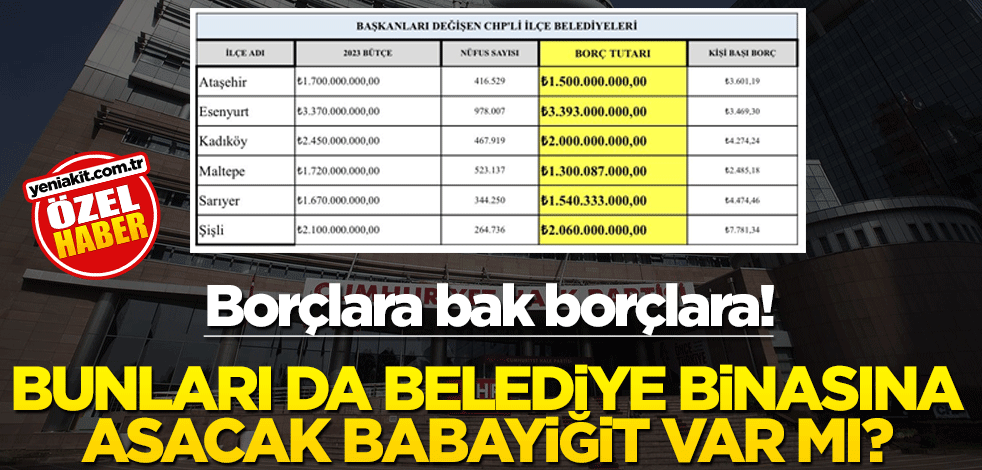 Borçlara bak borçlara! Bunları da belediye binasına asacak babayiğit var mı?