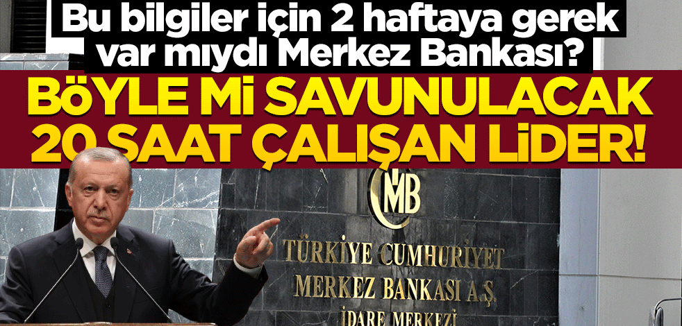 Bu bilgiler için 2 haftaya gerek var mıydı Merkez Bankası? Böyle mi savunulacak 20 saat çalışan lider!
