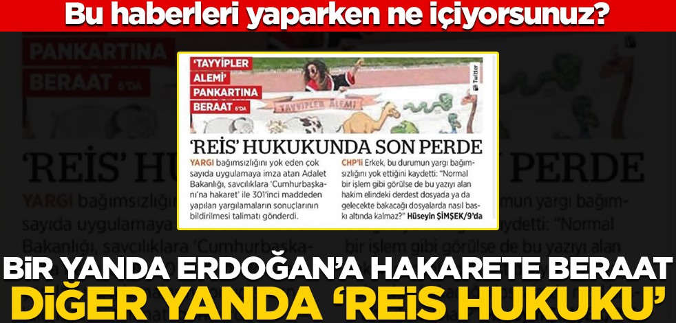 Bu haberleri yaparken ne içiyorsunuz? Bir yanda Erdoğan’a hakarete beraat, diğer yanda ‘reis hukuku’